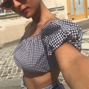 Reformation Puff Sleeved Crop Top